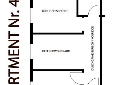 Grundrissplan Apartment Nr. 4 (1½ Zimmer Ferienwohnung im 2. OG)
