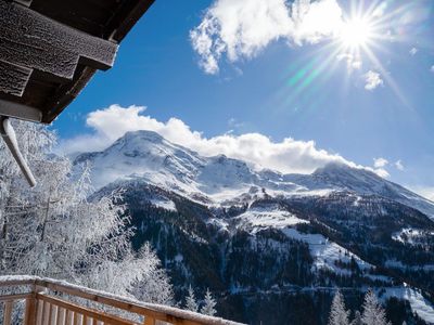 Chalet Labbrunnu Aussicht vom Balkon Richtung Wase