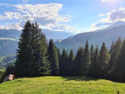 Maiensäss Tegia Cucagna, Aussicht Sommer