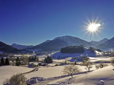Traumaussicht vom Obersteinberg-Hof Ruhpolding im Winter