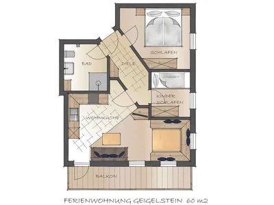Grundrissplan der Ferienwohnung