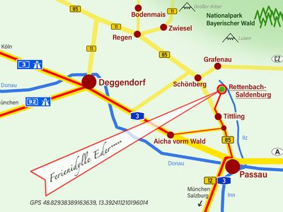 Ferienidylle Eder - 5 Sterne -  Bayerischer Wald - Anfahrtskizze