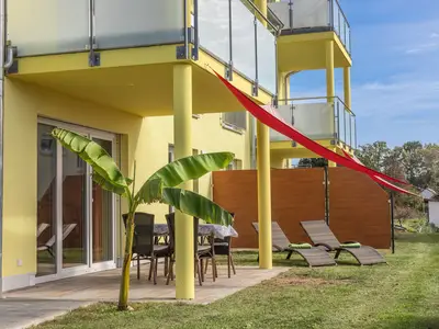 Erdgeschoss Terrasse Ferienwohnung mit Hundezaun