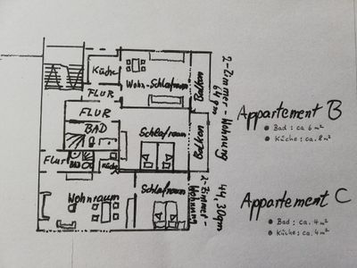 Grundriss Appartement B und C