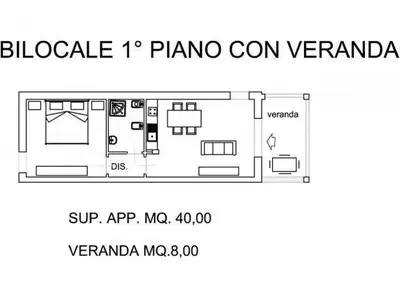 Zweiraum im ersten Stock mit privater Terrasse