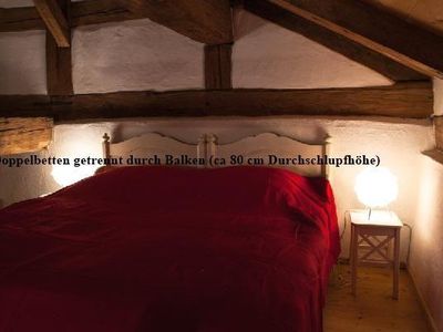 Bett 1 auf Galerie, links daneben Bett 2