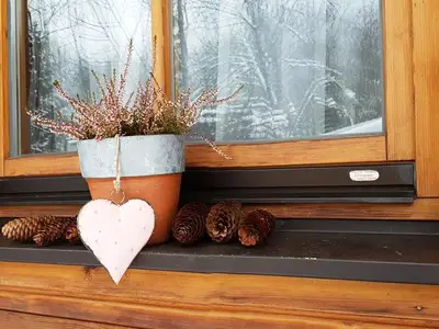 Fensterbank mit Blumentopf