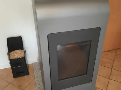 Pelletofen im Wohnzimmer