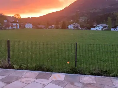 Alpenglühen Sicht  von der Terrasse