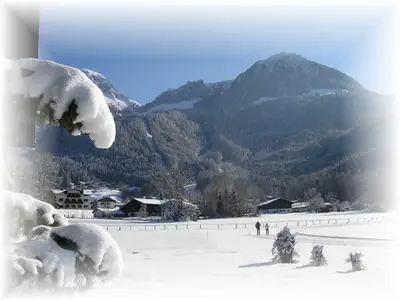 Winterlicher Blick von der Ferienwohnung auf den Jenner