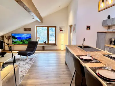 Wohnbereich Ferienwohnung alpen living