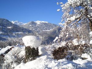 Ausblick vom Garten zum Golm