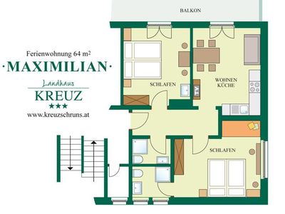 Landhaus Kreuz - Grundriss Appartement Maximilian