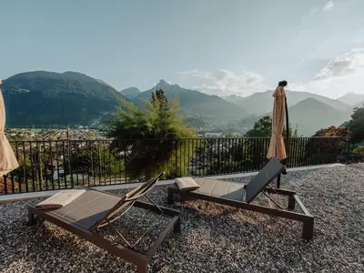 Terrasse mit Sonnenuntergang