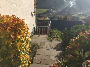 External stone stairs to get to the holiday home