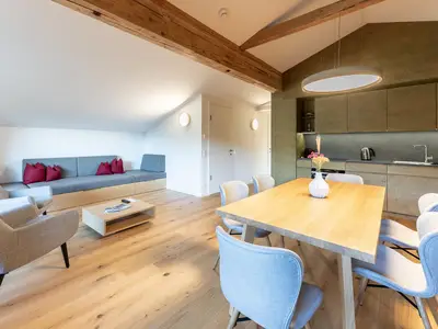 Appartement Nuss - Wohnraum und Küche