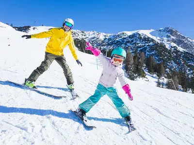 Familien-Skifahren in der Region Seefeld - Papa un