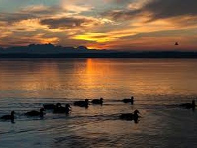 Chiemsee bei Abenddämmerung