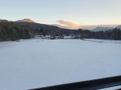 Aussicht vom Balkon in der Abendstimmung