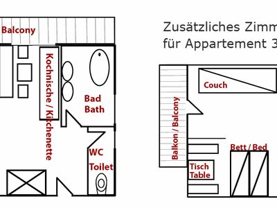 Skizze 2-4 Personen Appartement