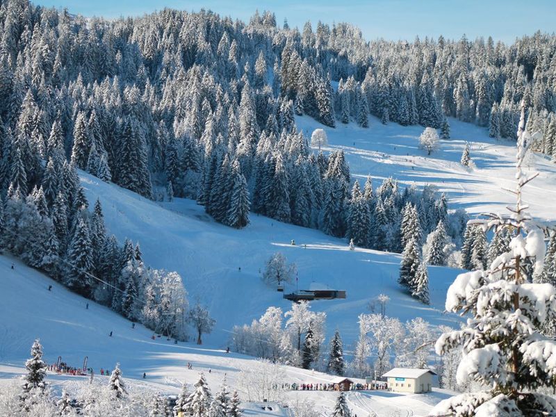 Aussicht von der Wohnung zum Skigebiet