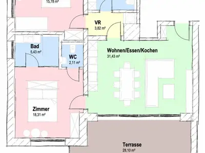 Wohnungsgrundriss Appartement 1