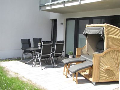 Sitzbereich Aussen mit Strandkorb