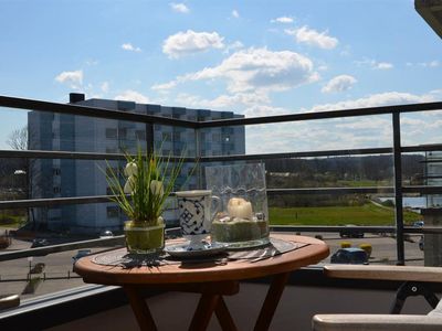 Teilblick vom Balkon auf die Flensburger Förde