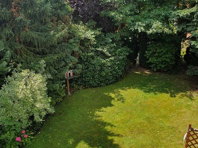 Blick in den bunt blühenden Garten