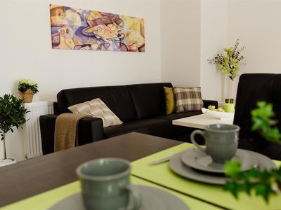 Ferienwohnung prásinos - grün Wohnzimmer