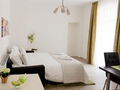 Ferienwohnung prásinos - grün Schlafzimmer