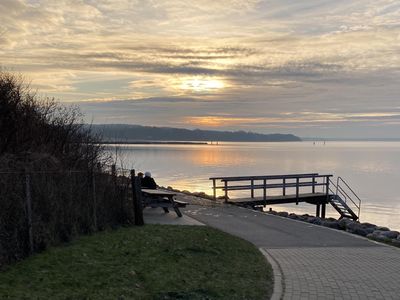 Badesteg Schausende in der Abendsonne