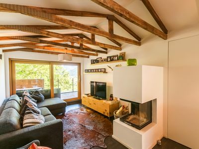 living room with balcony