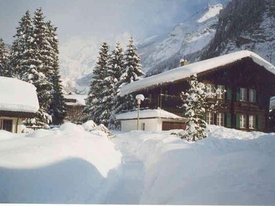 Ferienwohnung Kandersteg Chalet winter taken from 