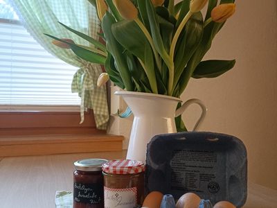 Hauseigene Marmelade und Eier