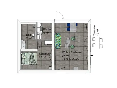 Ferienwohnung für 3 Personen (52 m²) in Weiler bei Bingen 3/10