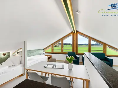 Panorama Apartment Doppelbett und zwei Einzelbetten