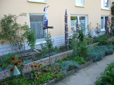 Blick auf die Fenster der Ferienwohnung