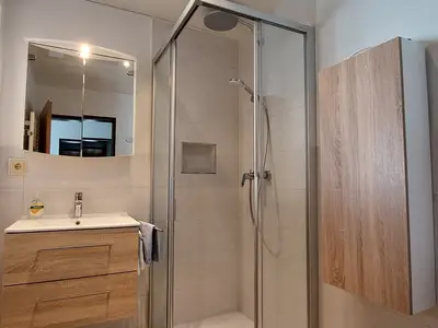 Badezimmer im Gästehaus Kaiserwinkl