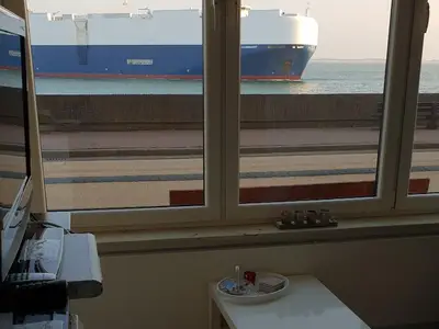Wohnbereich. Herrliches Blick am Meer vom Wohnzimmer