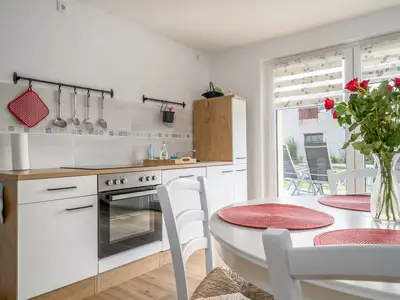 Ferienwohnung Storchennest mit offener Küche und Essbereich