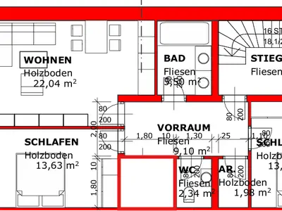 Ferienwohnung Grünbichl Grundriss