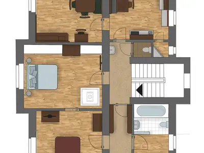 Grundriss Appartement Beletage 1. OG