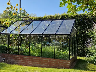 Garten mit Gewächshaus