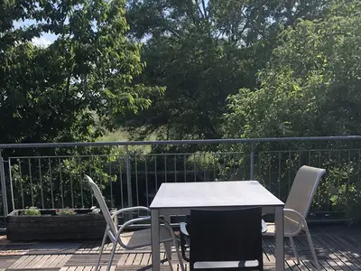 Ferienwohnung Blick ins Grüne, Terasse und Blick