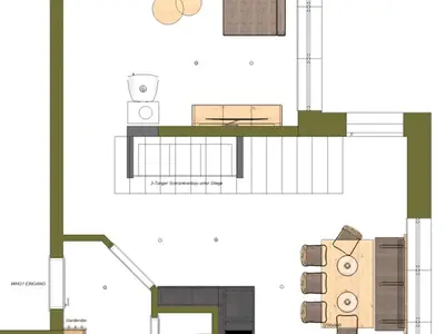 Grundriß Erdgeschoß Küche_Wohnraum Appartment 1 FH