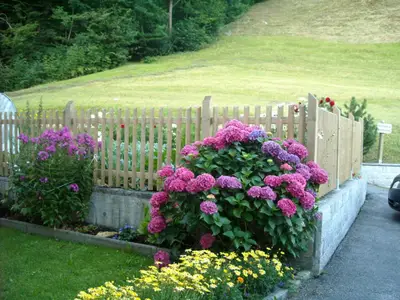 ein schöner Blumengruß vor dem Haus