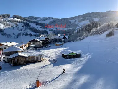 Anderl mit Wiesenstadl von der Piste 19