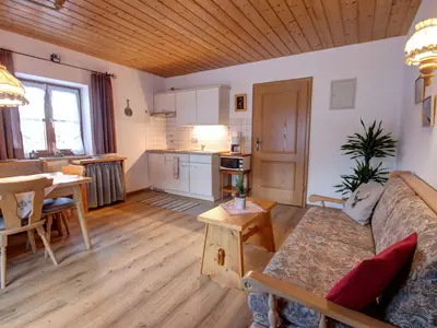 Großzügiger Wohnraum mit Blick auf die Berge