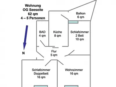 Ferienwohnung für 4 Personen (62 m²) in Duhnen 9/10